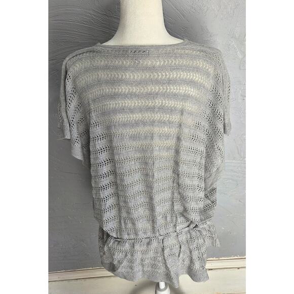 Croft & Barrow Short Sleeve Grey Open Knit Sweater Top Woman's Size XL - Picture 6 of 8